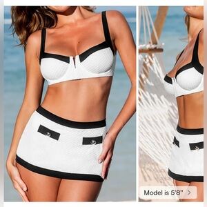 Cupshe Black and White Bikini BOTTOM -Small